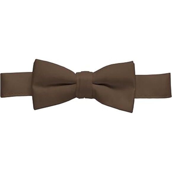 HOLD'EM Bow Tie Boys and Baby Satin Solid Color Adjustable Pre-tied - Brown - Picture 1 of 7
